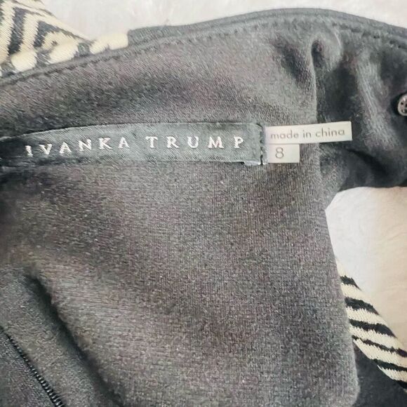 Ivanka Trump Womens Black Off-White Zebra Print Color Block Sheath Dress Size 8 - Picture 4 of 9